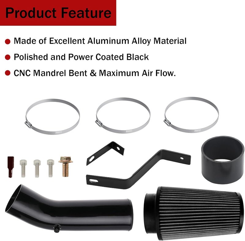 Plobeda 7.3L Cold Air Intake Kit 4" Cold Air Intake Pipe Kit for Ford F250 F350 Super Duty 1999.5 2000 2001 2002 2003 7.3 Powerstroke Diesel (Black) - Image 3